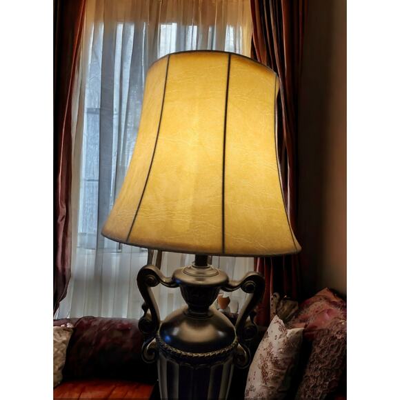 Table Lamp Vintage Neoclassical Urn Style Black Base Ivory Shade 35" Tall - Picture 8 of 8